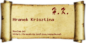 Hranek Krisztina névjegykártya